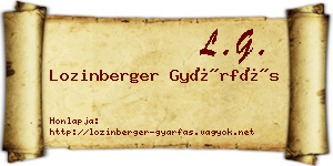Lozinberger Gyárfás névjegykártya